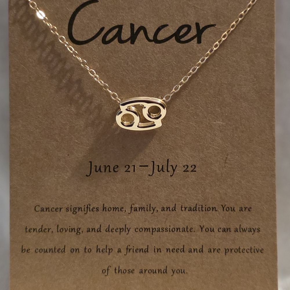 Gold Cancer Zodiac Necklace